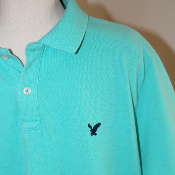 American Eagle, teal classic fit polo shirt - Picture 3 of 7